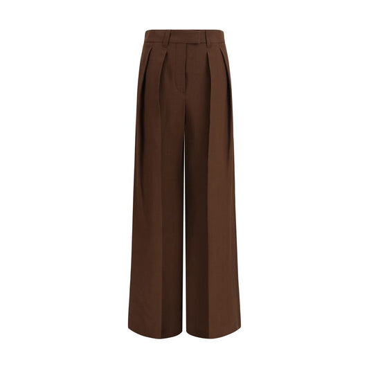 Brown Viscose Casual Pants