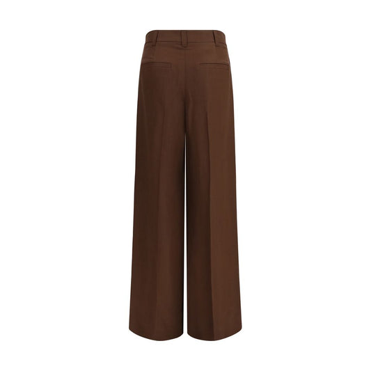 Brown Viscose Casual Pants