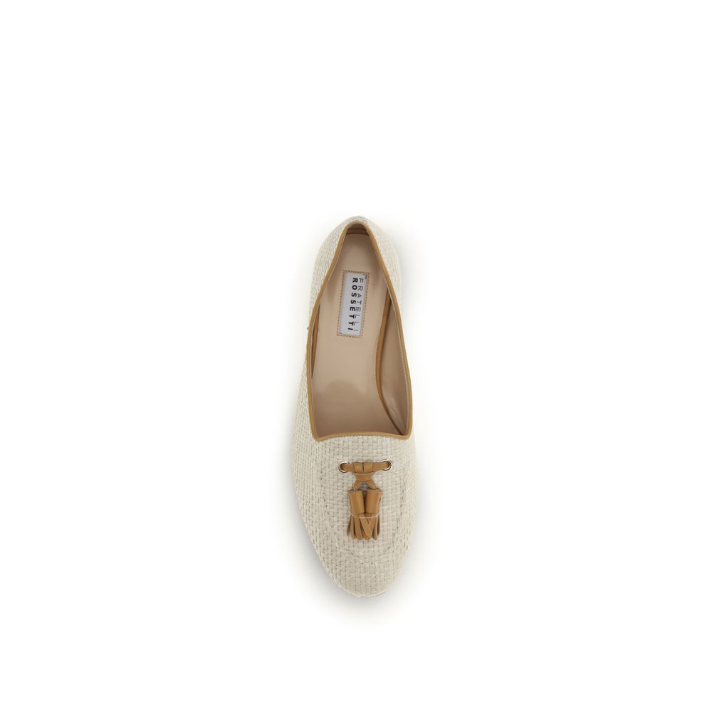 Beige Raffia Slip-On Loafers