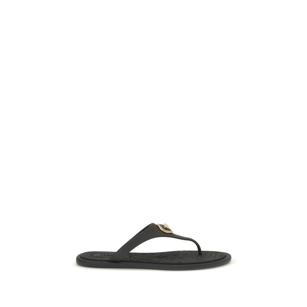 Black Rubber Flip-Flop Sandals