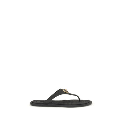 Black Rubber Flip-Flop Sandals