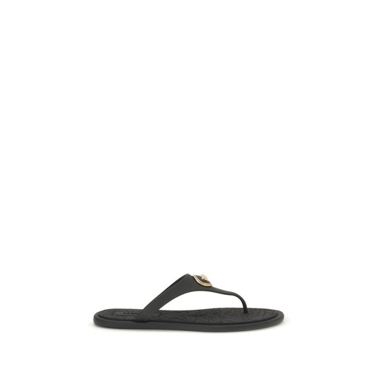 Black Rubber Flip-Flop Sandals