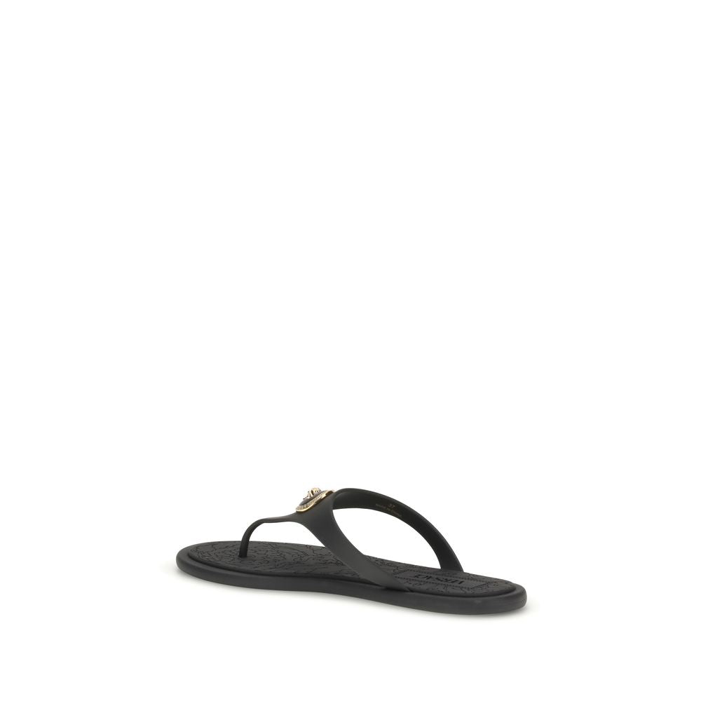Black Rubber Flip-Flop Sandals