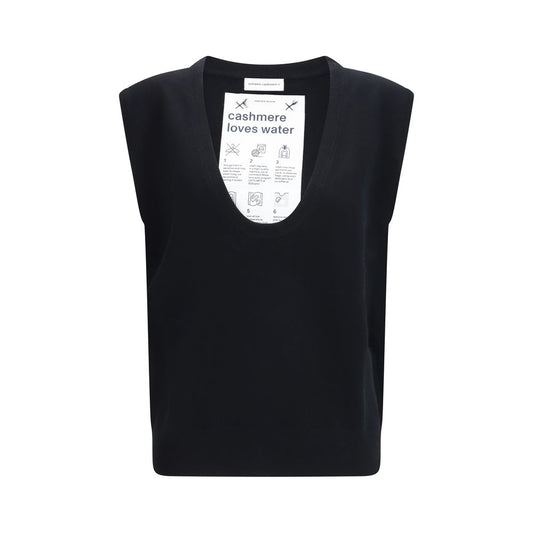 Black Elastane Sleeveles Sweater
