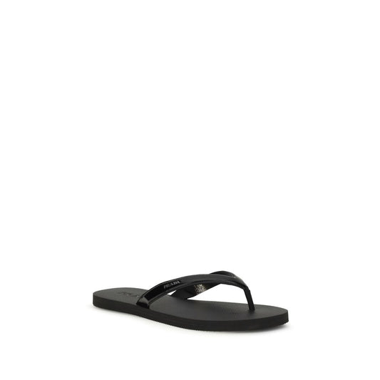 Black Calf Leather Bos Taurus Flip-Flop Sandals
