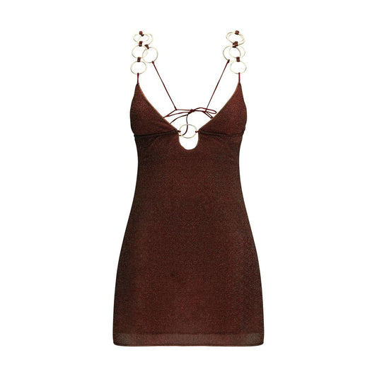 Brown Polyamide Casual Dress