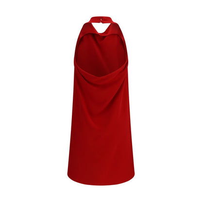 Red Silk Casual Dress