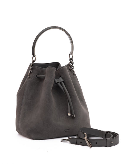 Dark Grey Bon Bon Suede Bucket