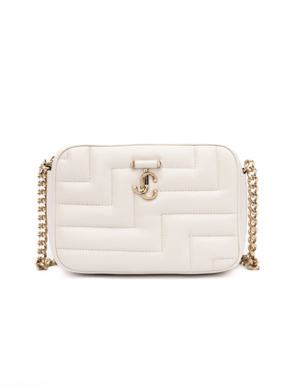 White Leather Avenue Camera Crossbody Bag