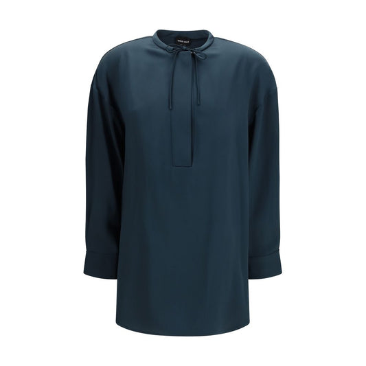 Blue Silk Blouse