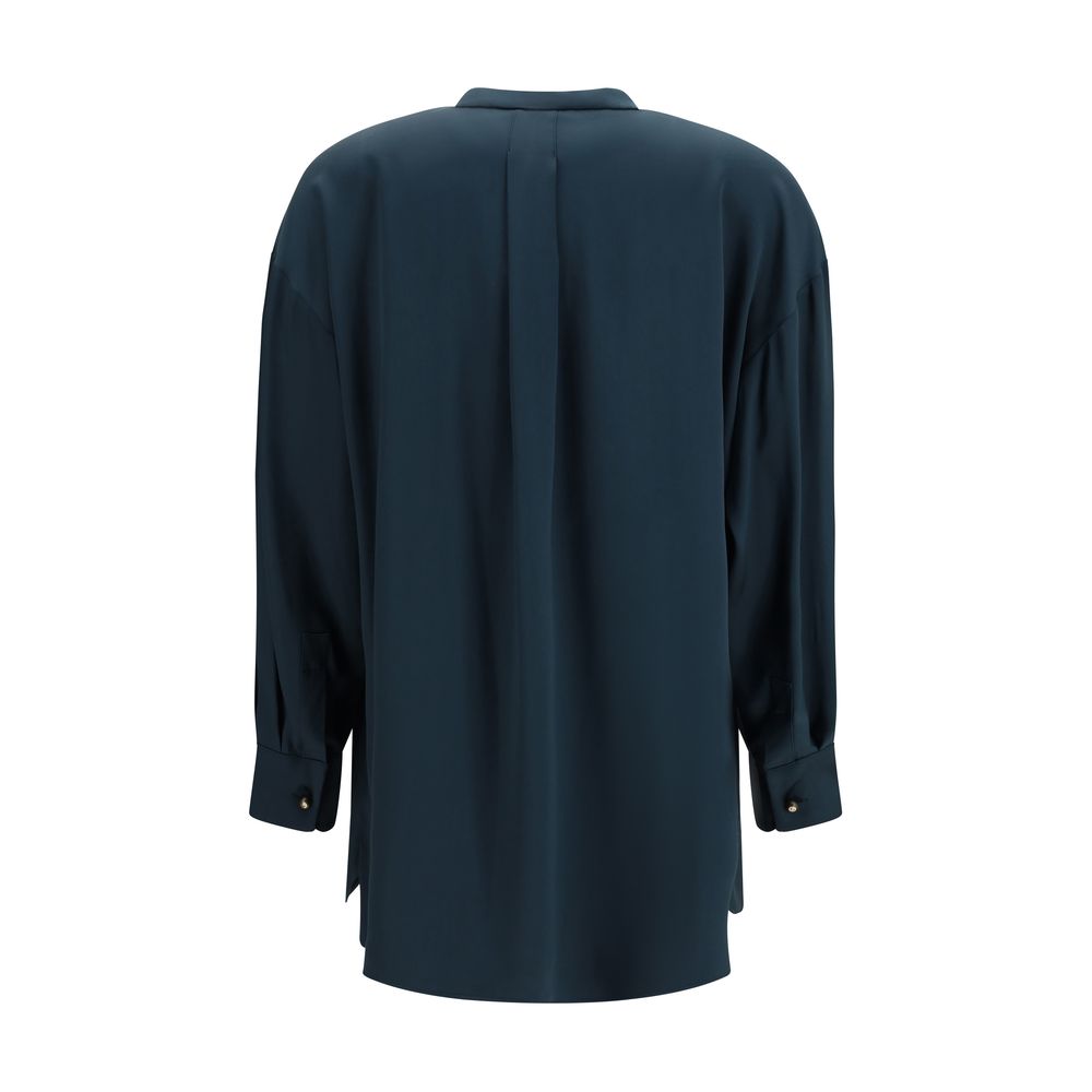 Blue Silk Blouse
