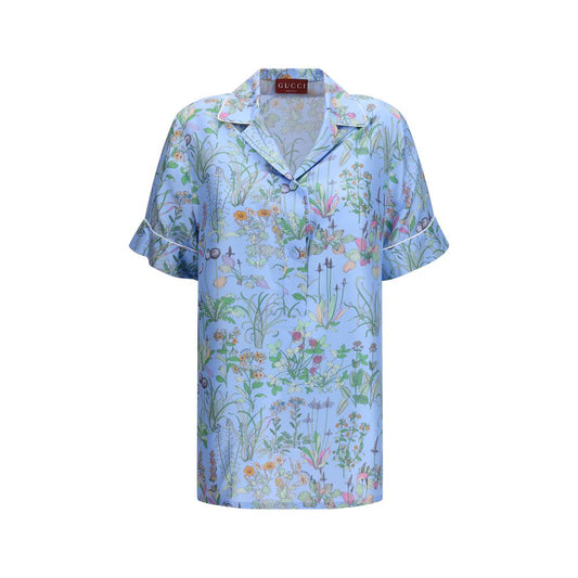Blue Silk Shortsleeve Shirt