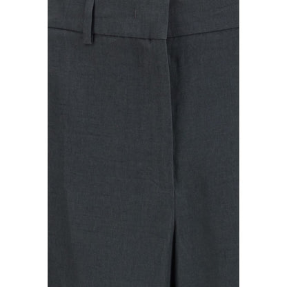 Gray Linen Casual Pants