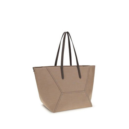 Beige Cotton Shoulder Bag