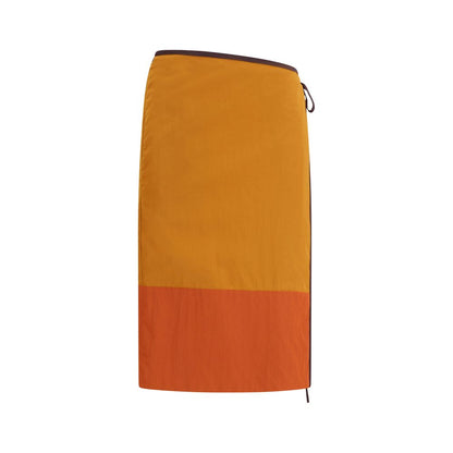 Orange Nylon Midi Skirt