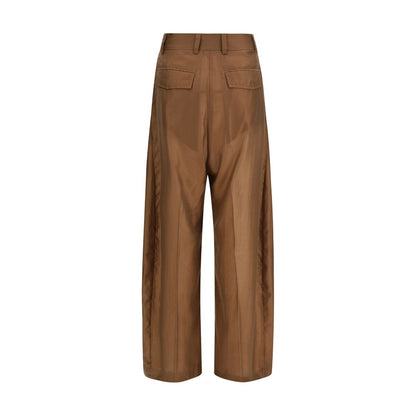 Brown Cotton Casual Pants