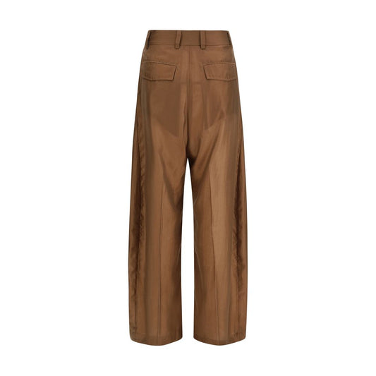 Brown Cotton Casual Pants