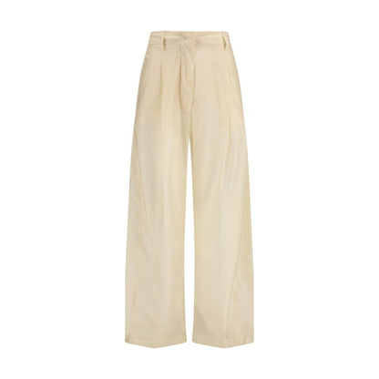 Beige Cotton Casual Pants