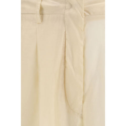Beige Cotton Casual Pants