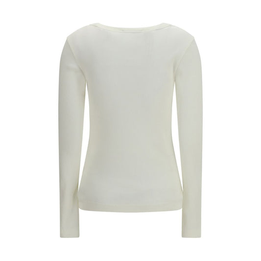 Beige Cotton Long Sleeve T-Shirt