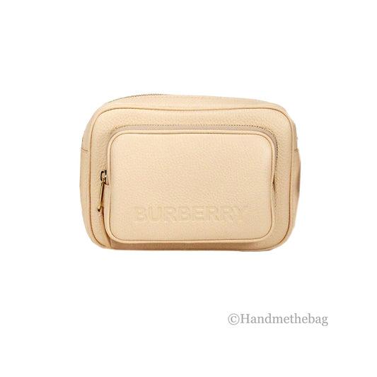 Burberry Small Branded Peach Pink Grainy Leather Camera Crossbody Bag