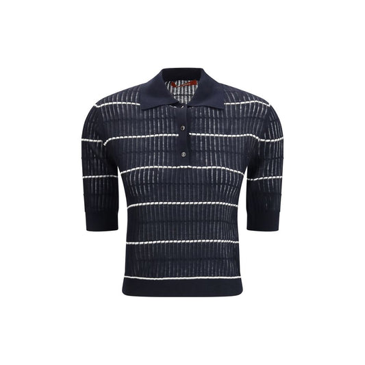 Blue Silk Polo Shirt