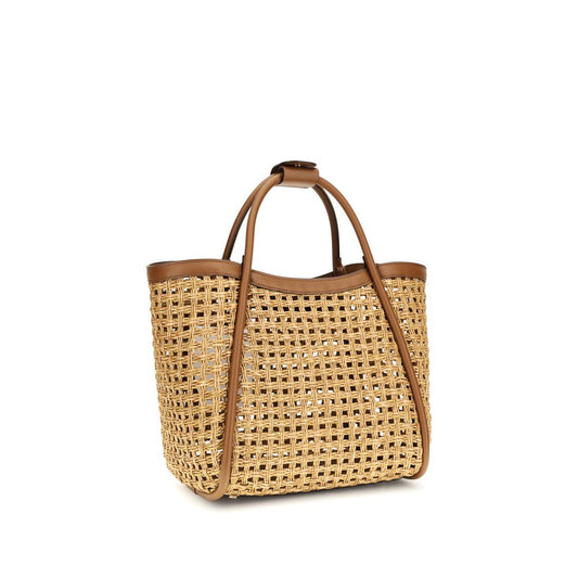 Beige Raffia Shoulder Bag