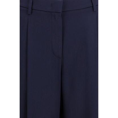 Blue Silk Casual Pants