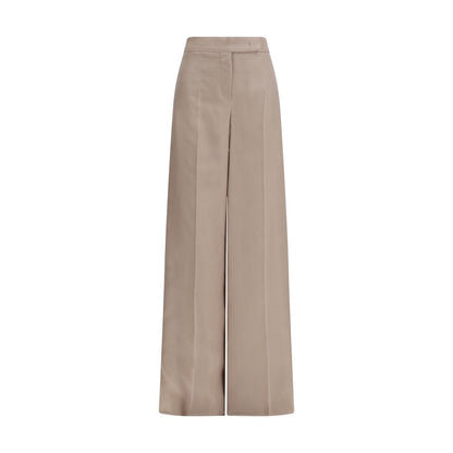 Beige Silk Casual Pants