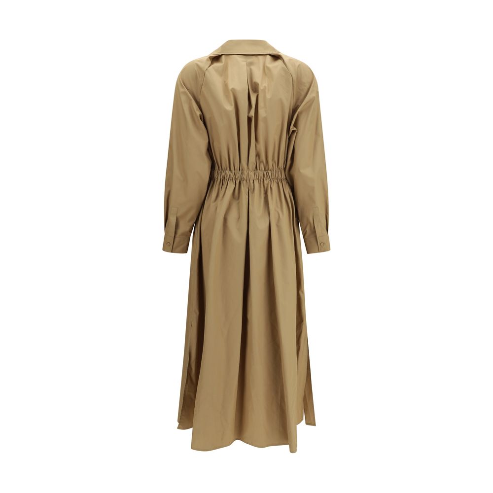 Beige Cotton Casual Dress