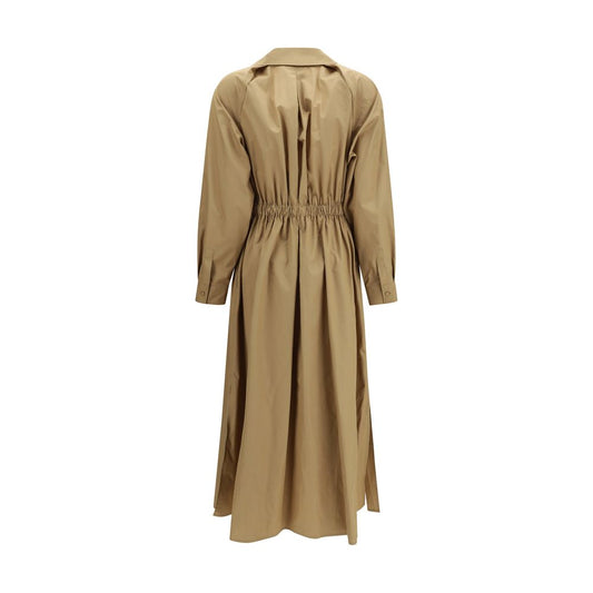 Beige Cotton Casual Dress
