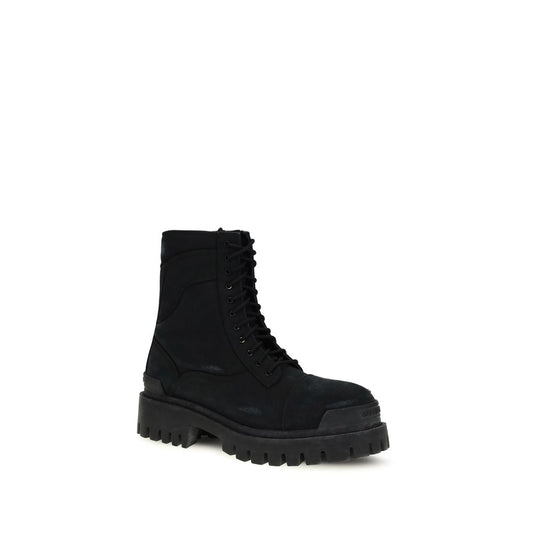 Black Calf Leather Bos Taurus Lace-Up Boots