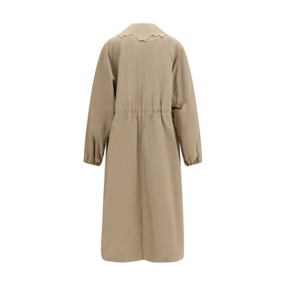 Beige Polyester Trench Coat