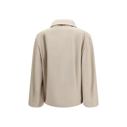 Beige Polyester Full-Length Jacket