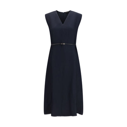 Blue Viscose Long Dress