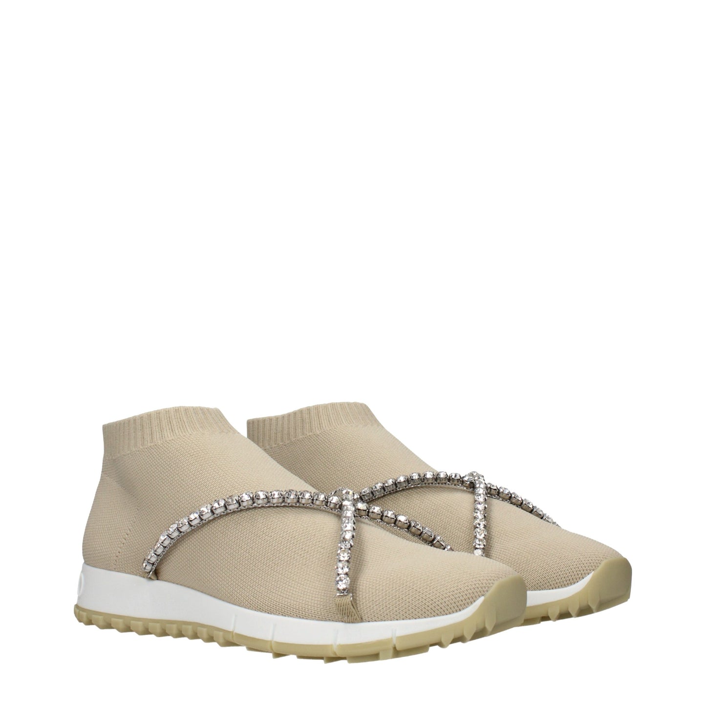 Beige Fabric Slip-On Loafers