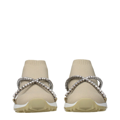 Beige Fabric Slip-On Loafers