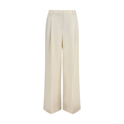 Beige Viscose Casual Pants