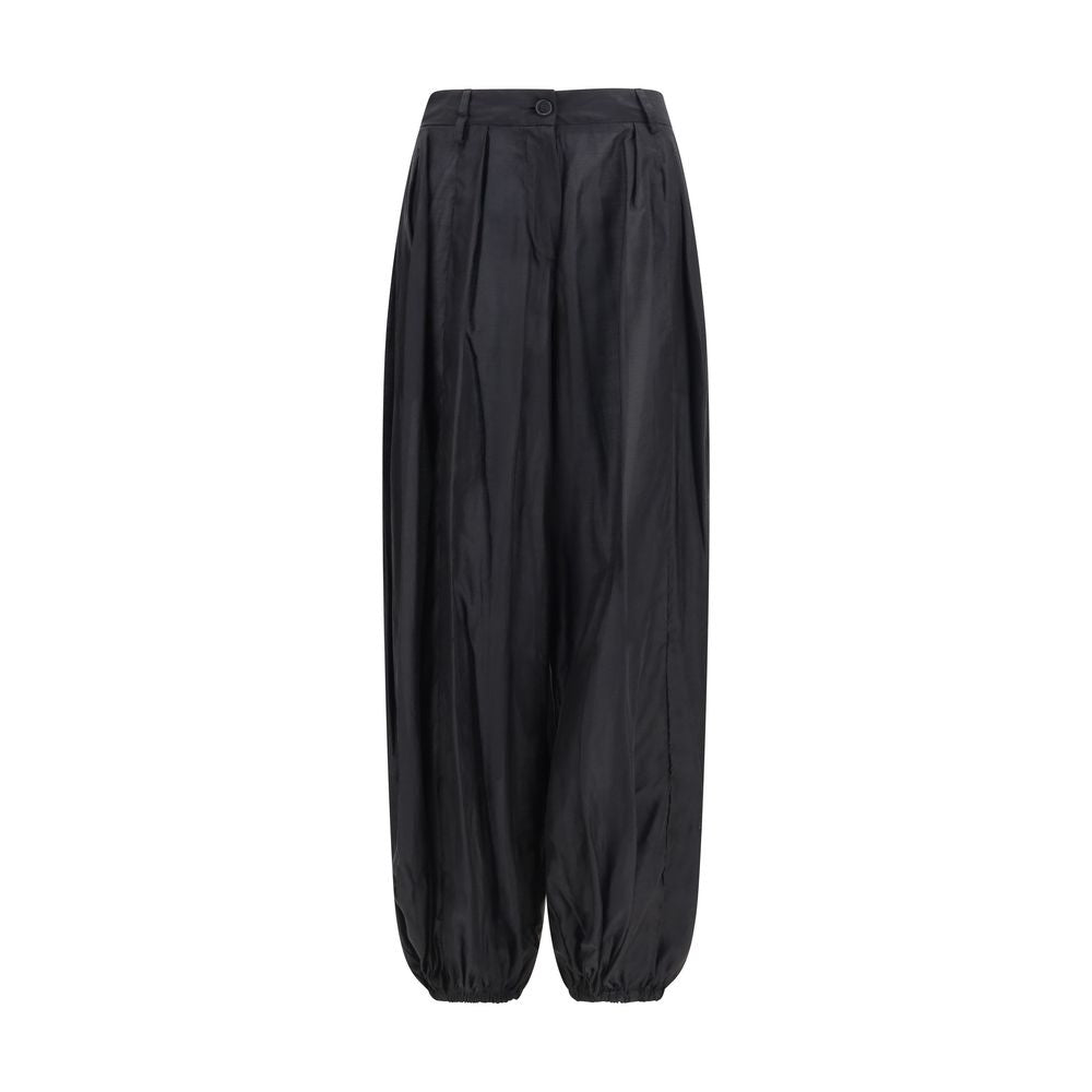 Black Polyester Casual Pants