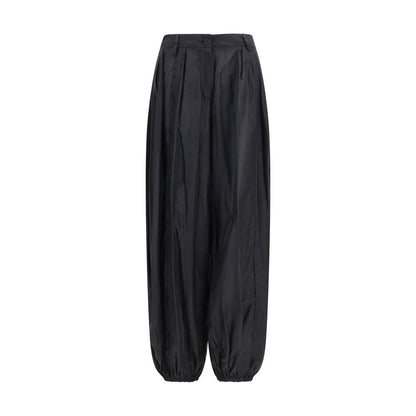 Black Polyester Casual Pants