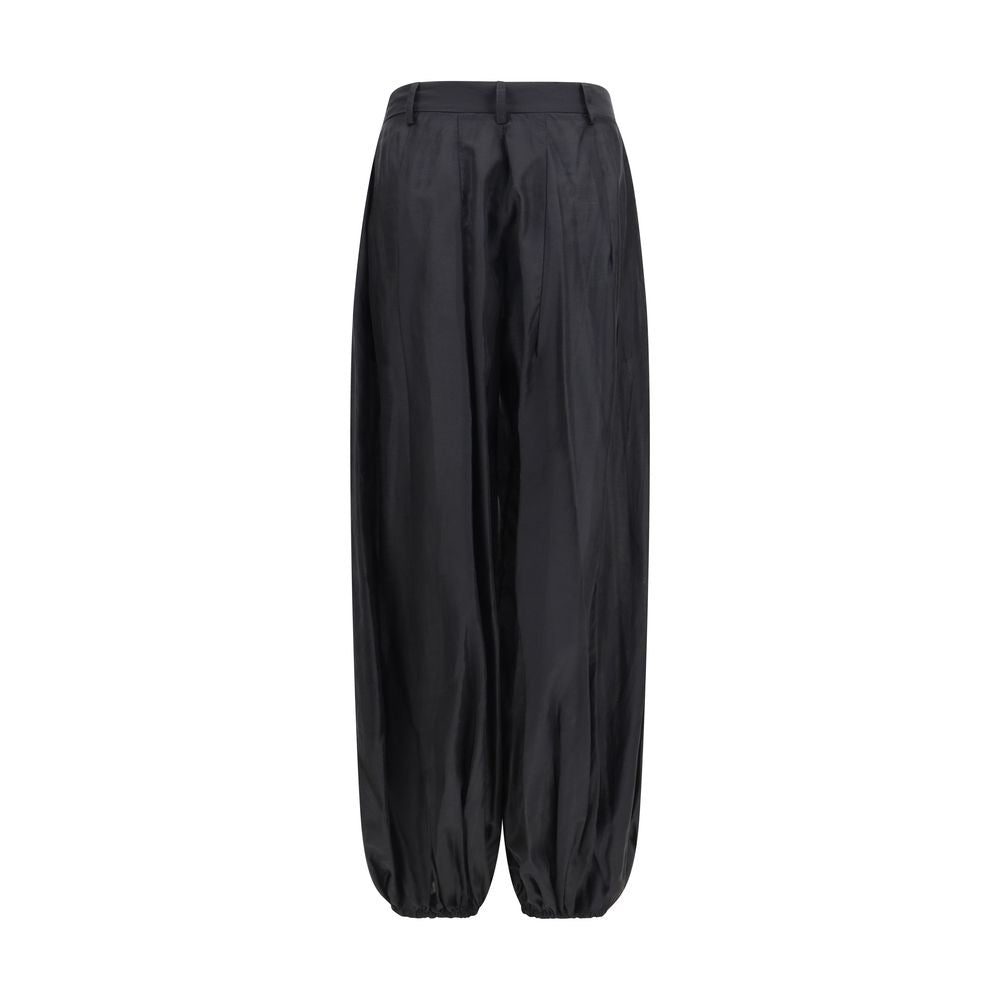 Black Polyester Casual Pants
