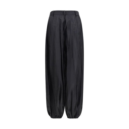Black Polyester Casual Pants
