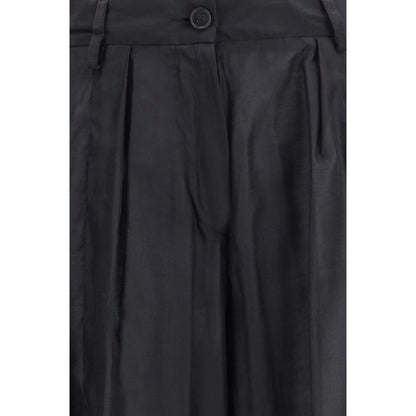 Black Polyester Casual Pants