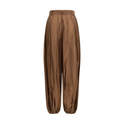 Brown Polyester Casual Pants