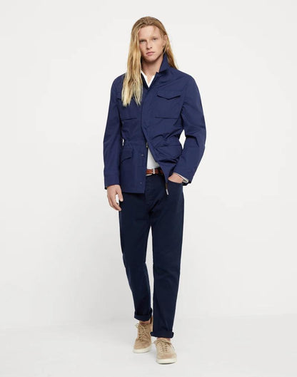Blue Polyester Shell Jacket