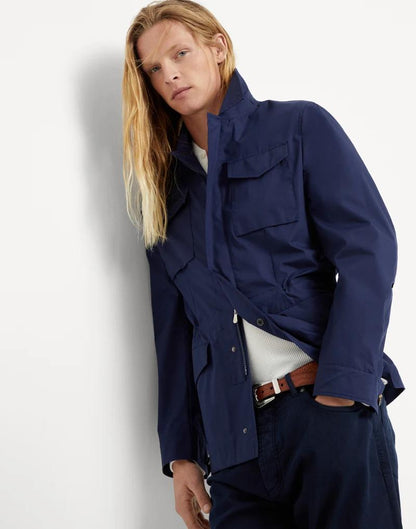 Blue Polyester Shell Jacket