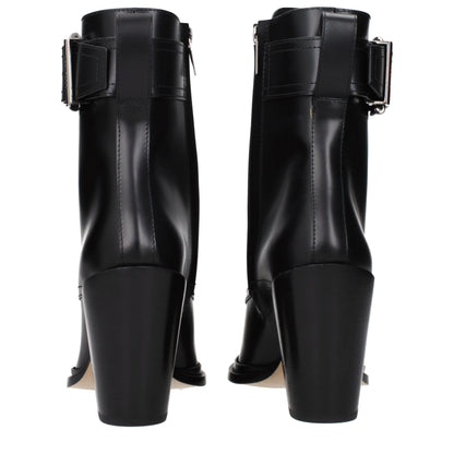 Black Leather Ankle Boots