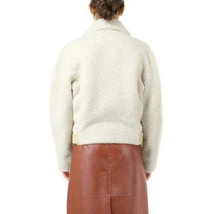 Beige Polyester Biker Jacket