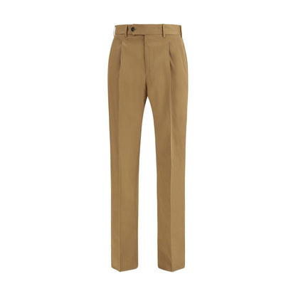 Brown Cotton Casual Pants