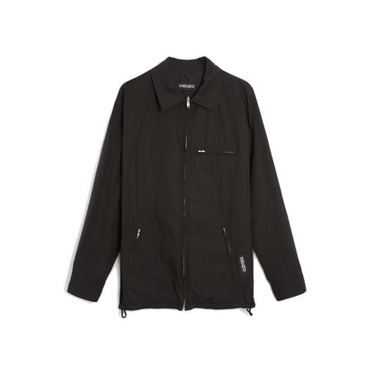 Black Cotton Full-Length Jacket